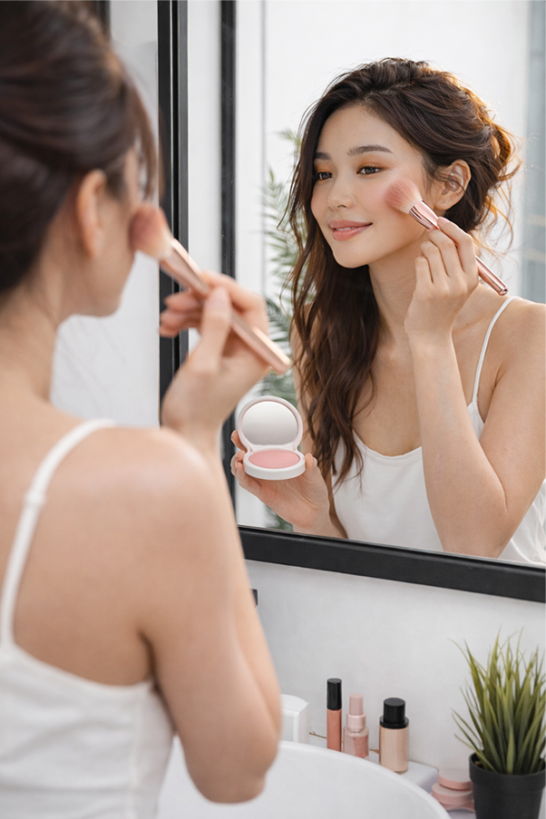 Woman applying makeup